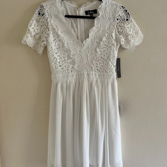NWT Lulu's Angel in Disguise White Lace Skater Dress - Picture 2 of 7